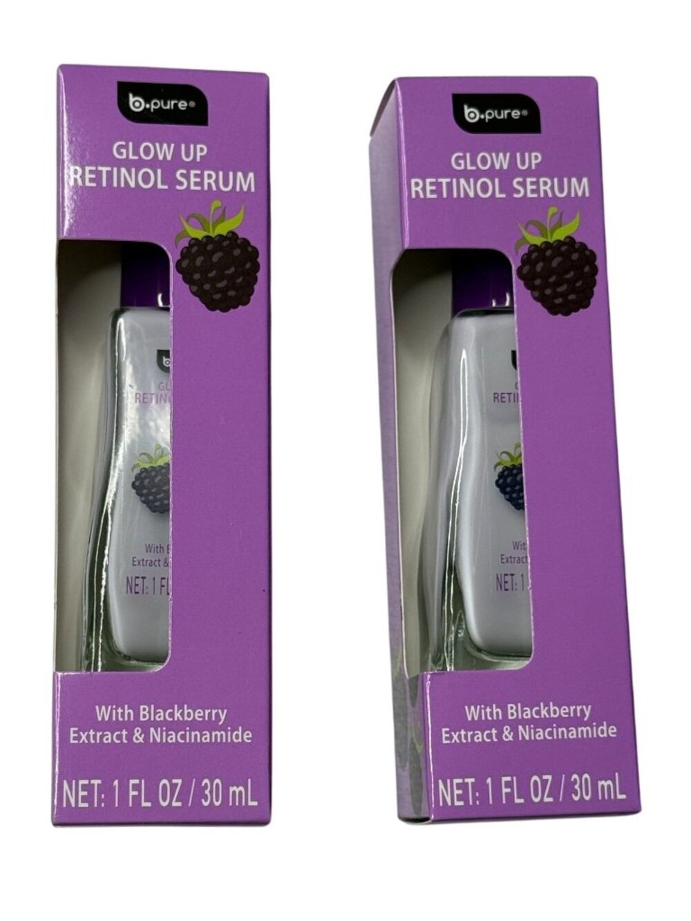 b.pure Retinol Serum 2 Pack Niacinamide Glow Up Face Skincare Treatment New